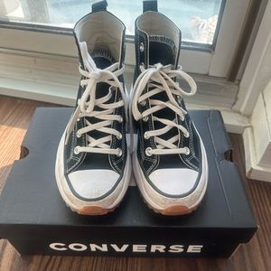 Converse black run star hike high top chunky platform sneakers unisex womens 7.5